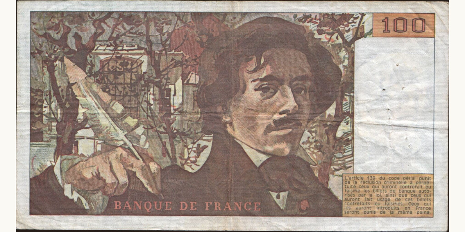 100 franc France 1978 — Back side