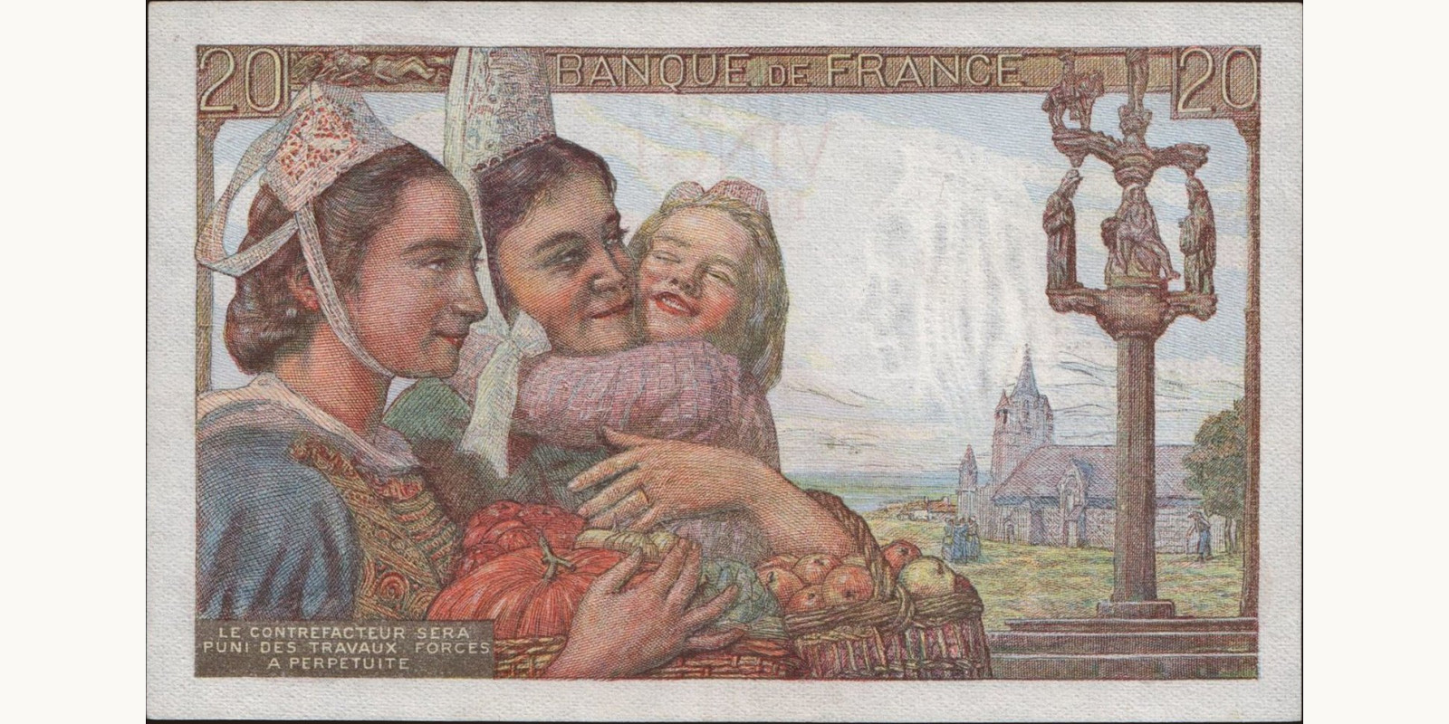 20 franc Франция 1942 — Оборотная сторона