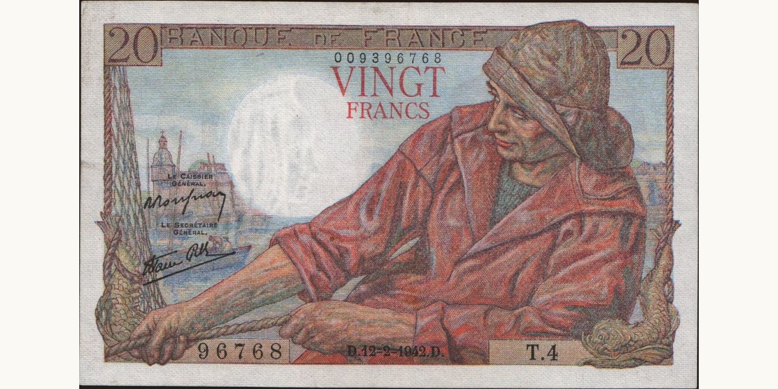 20 franc Франция 1942 — Лицевая сторона