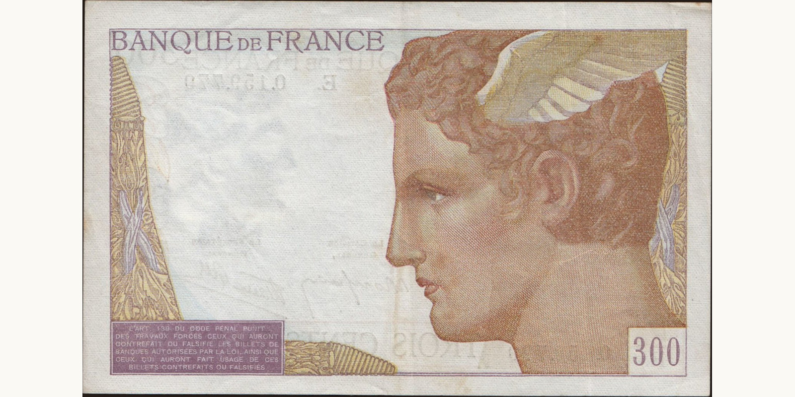 300 franc France 1938 — Back side