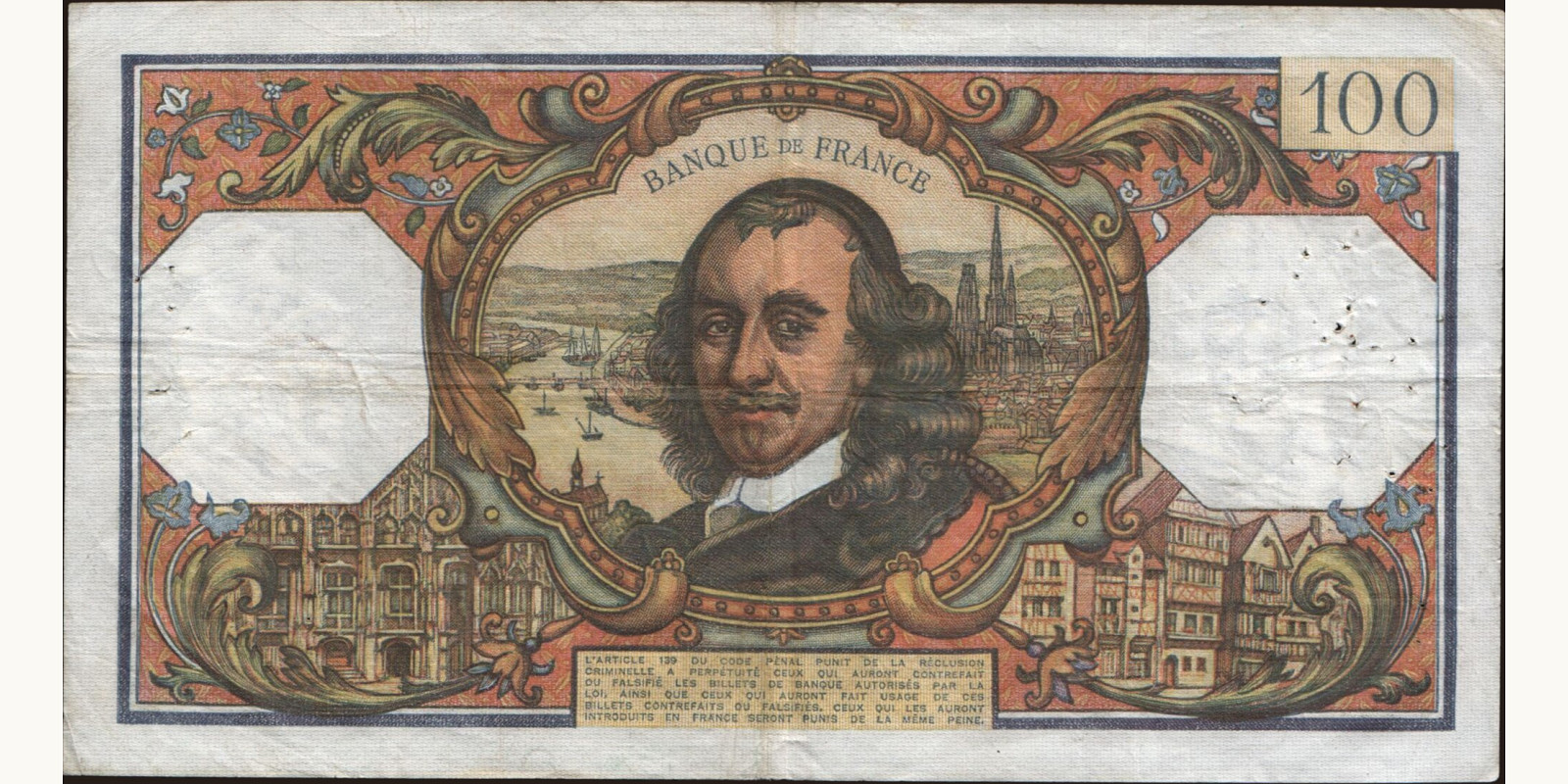 100 franc Франция 1969 — Оборотная сторона