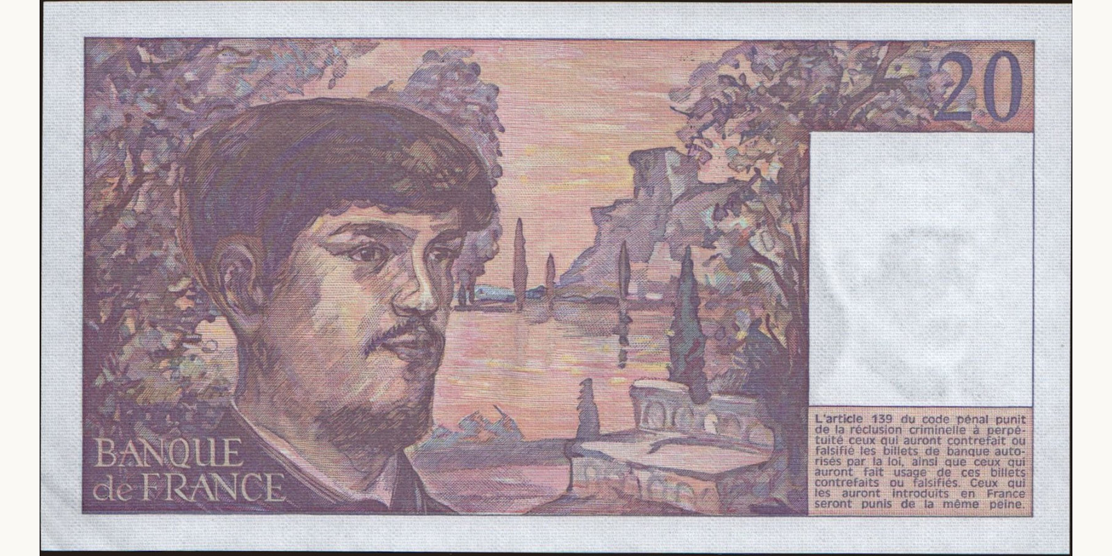 20 franc Франция 1987 — Оборотная сторона