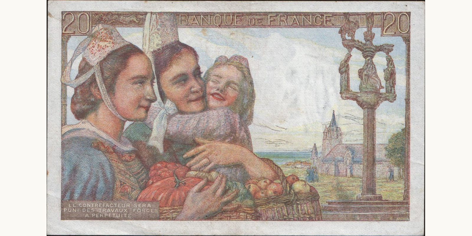 20 franc Франция 1945 — Оборотная сторона