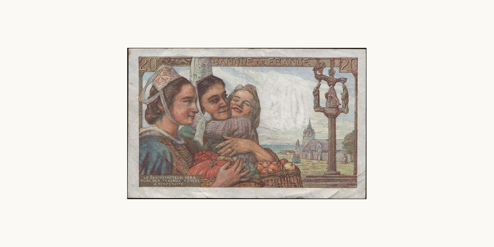 20 franc Франция 1948 — Оборотная сторона