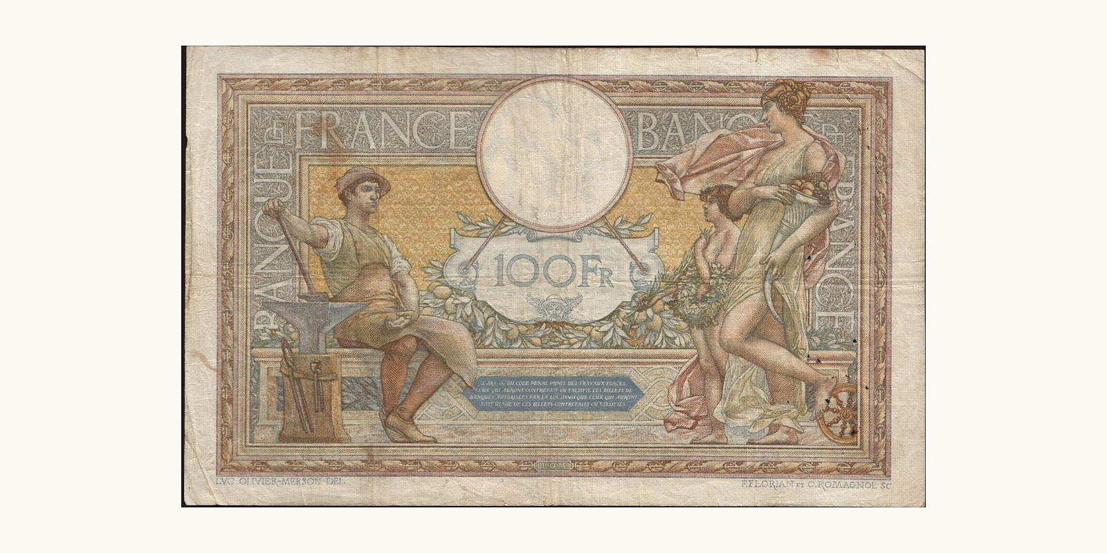 100 franc Франция 1930 — Оборотная сторона