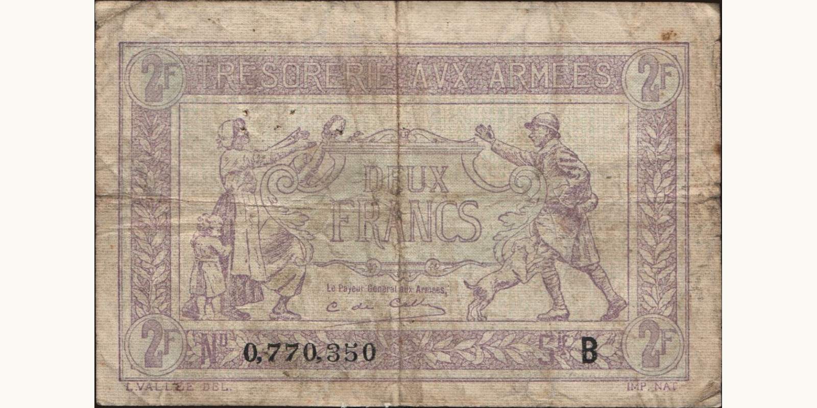 2 franc France 1917 — Front side