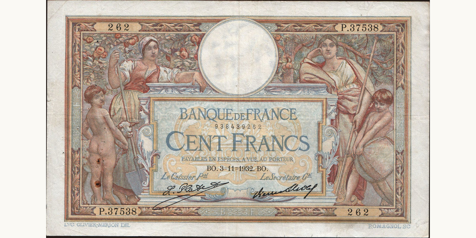 100 franc France 1932 — Front side