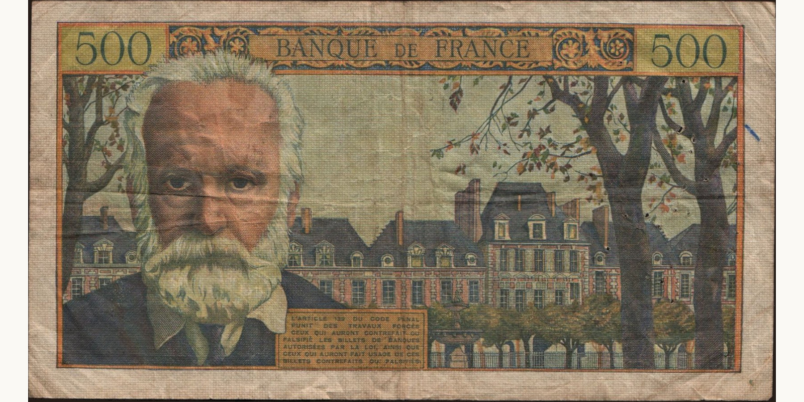 500 franc France 1955 — Back side