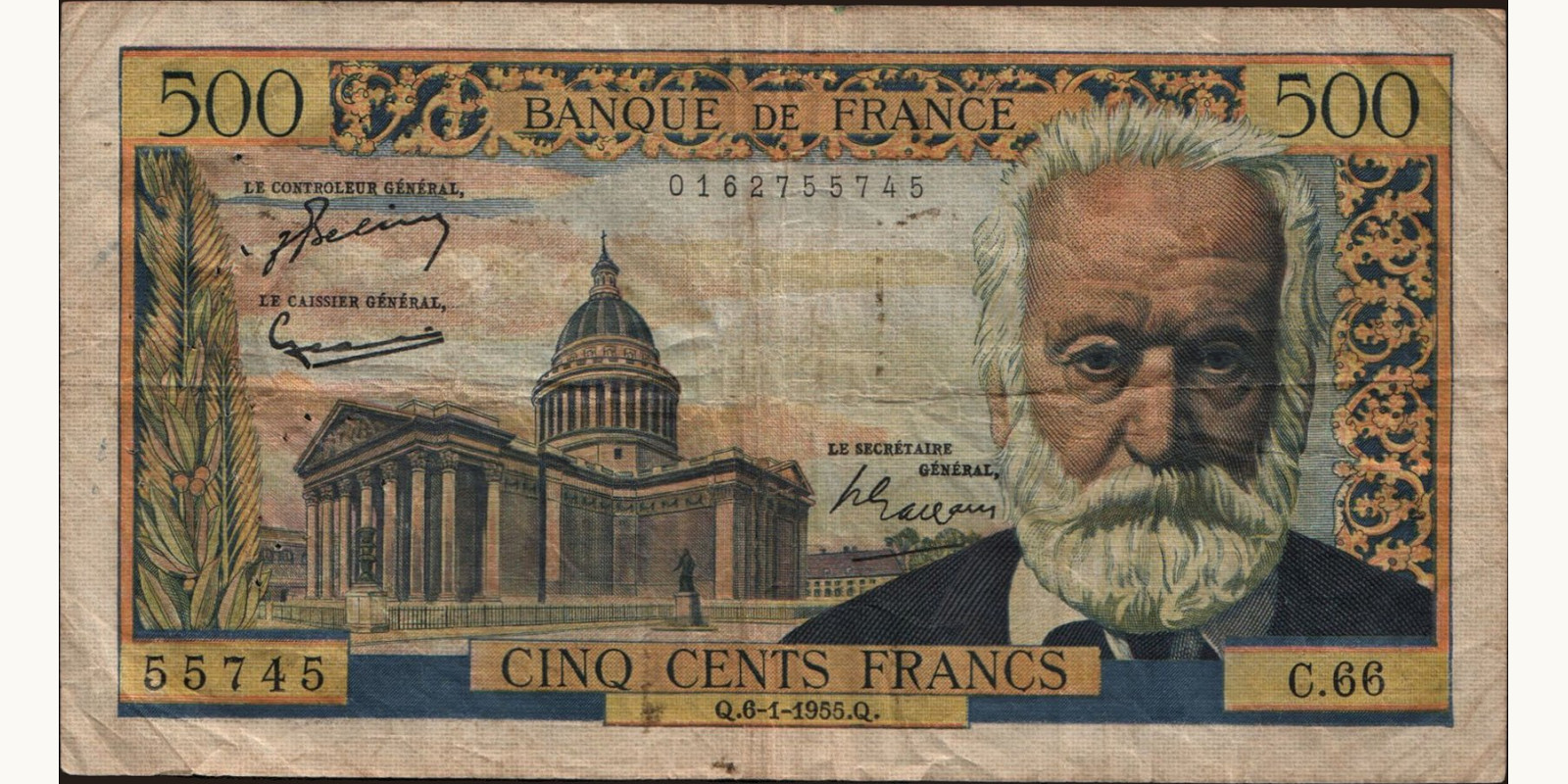 500 franc France 1955 — Front side