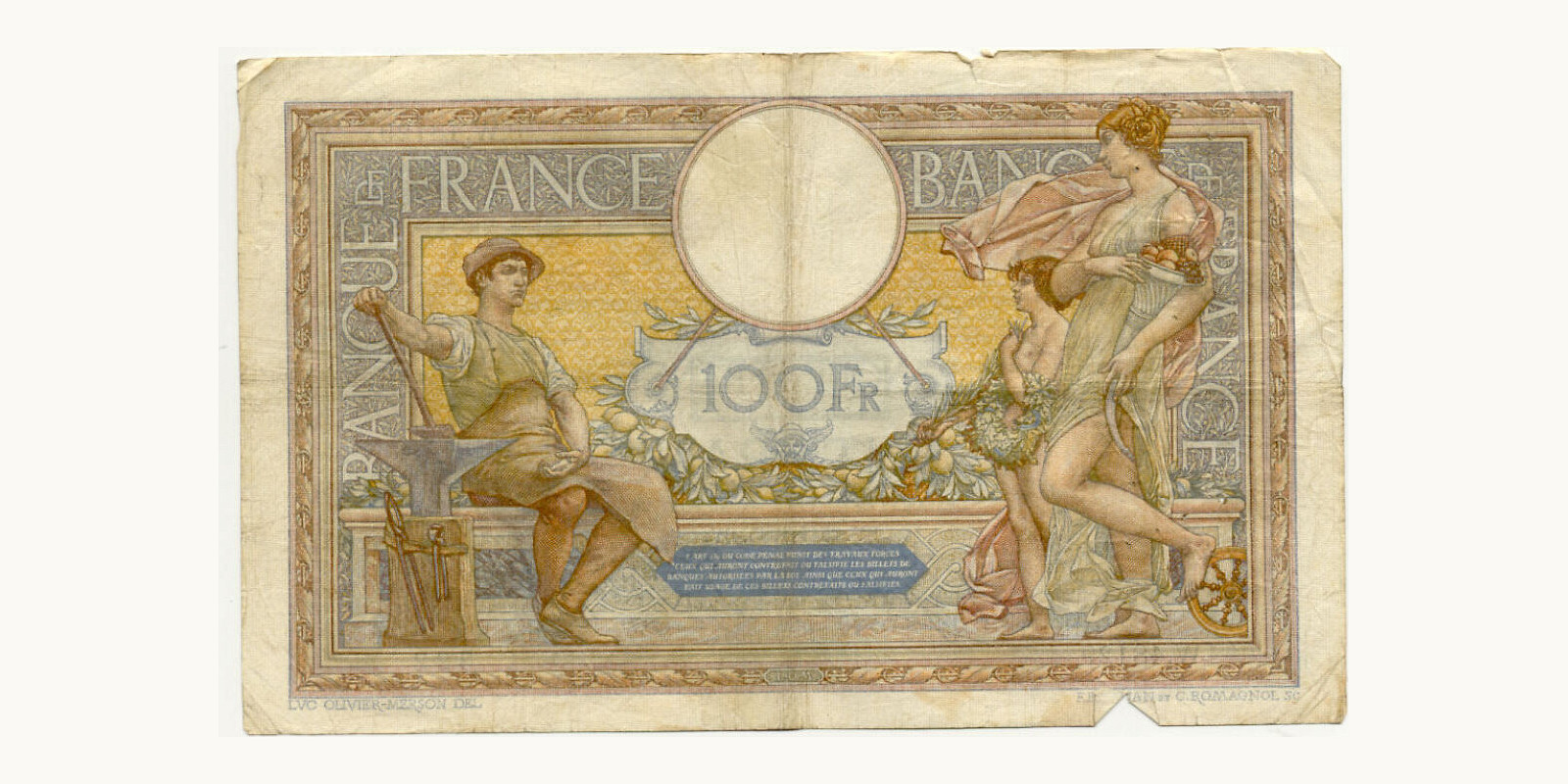 100 franc Франция 1935 — Оборотная сторона