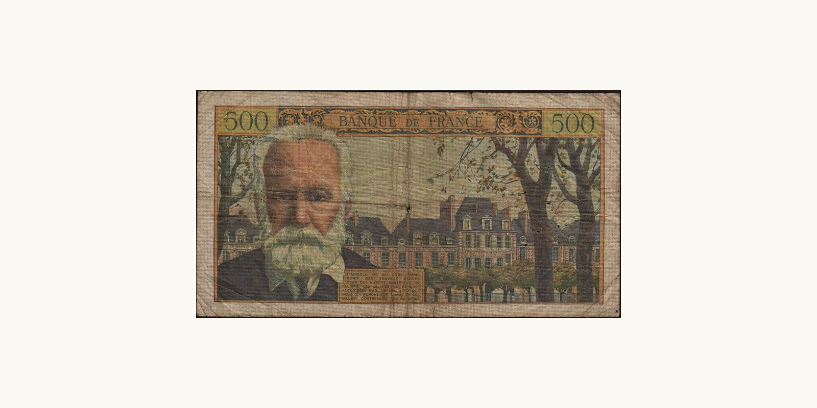 500 franc France 1954 — Back side