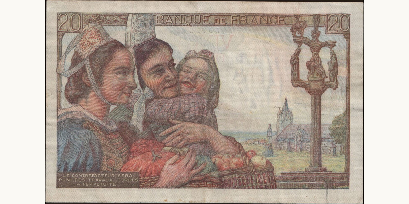 20 franc Франция 1949 — Оборотная сторона