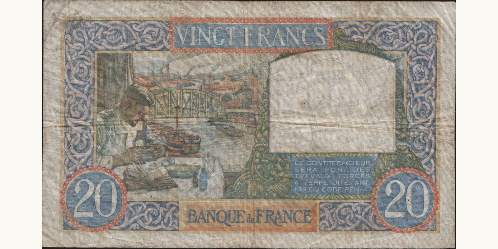 20 franc Франция 1940 — Оборотная сторона