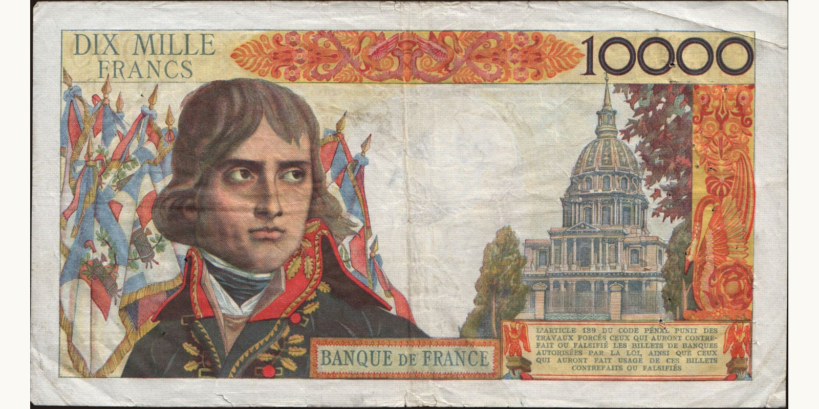 10000 franc Франция 1956 — Оборотная сторона