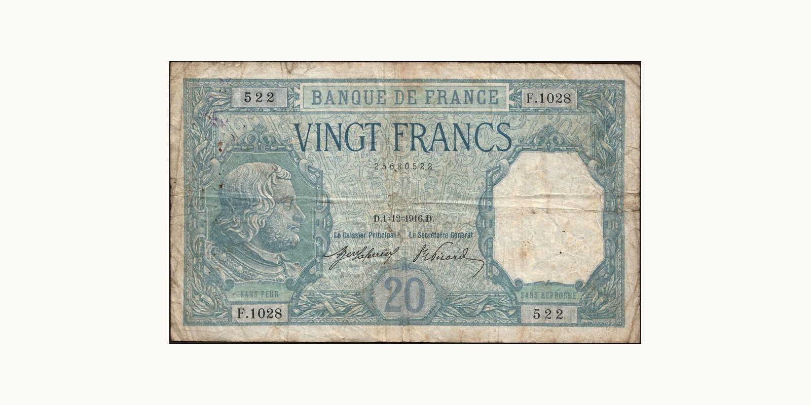 20 franc France 1916 — Front side
