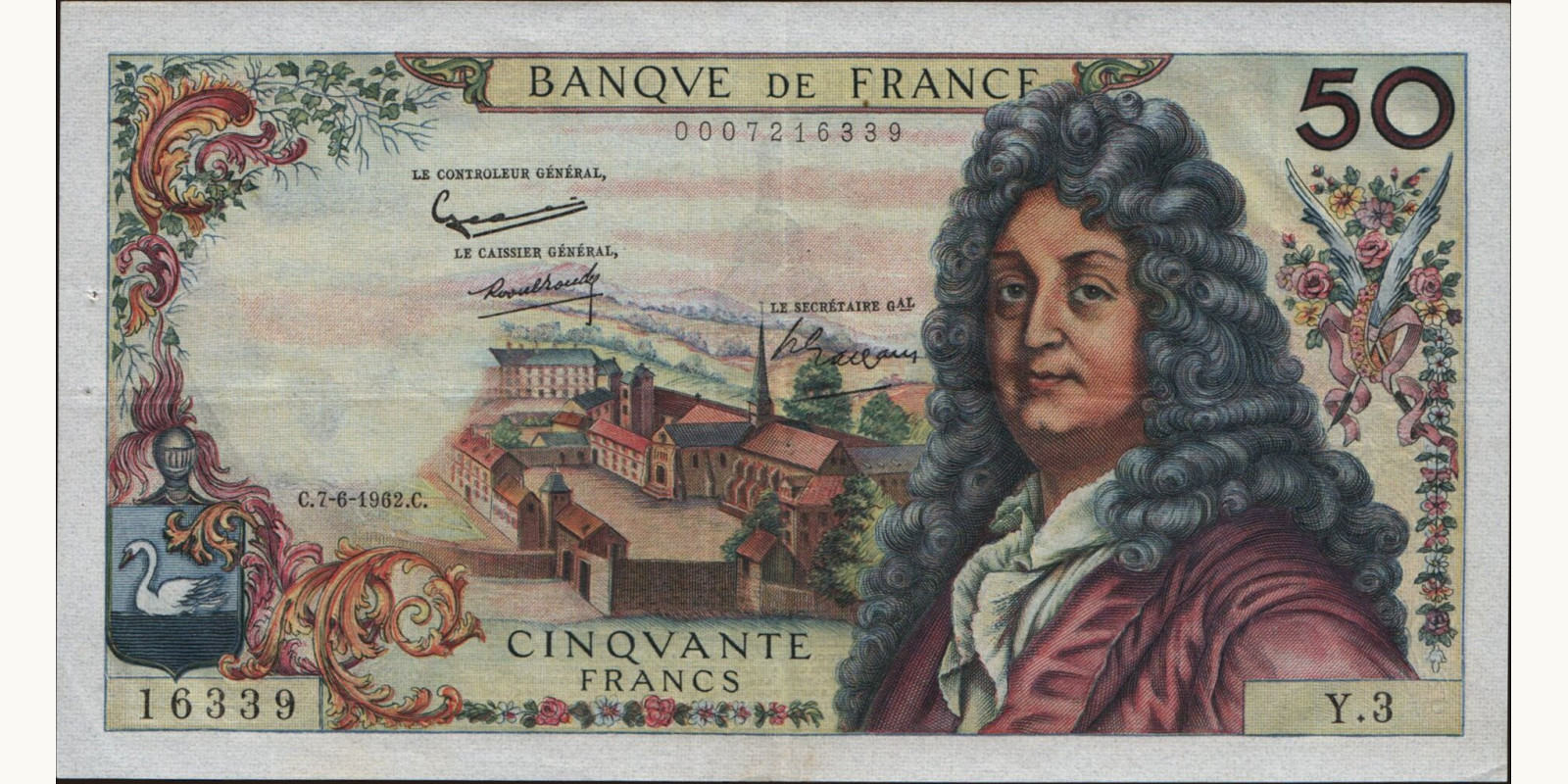 50 franc Франция 1962 — Лицевая сторона