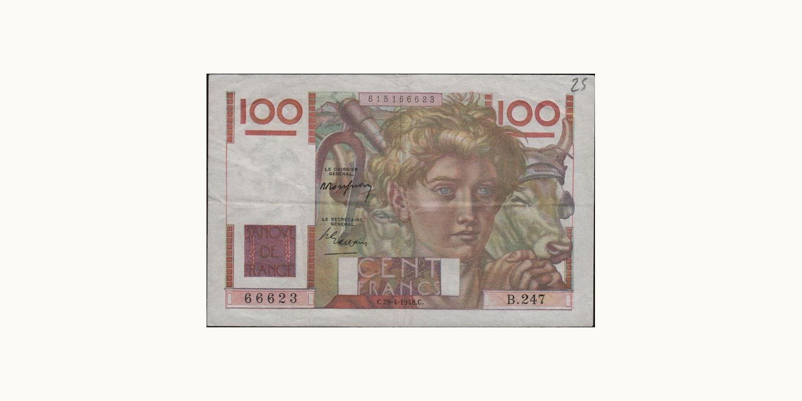 100 franc France 1948 — Front side
