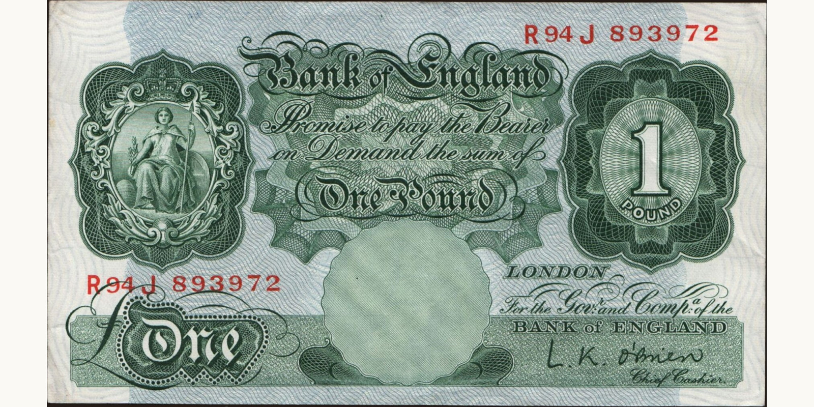 1 pounds Великобритания 1955 — Лицевая сторона