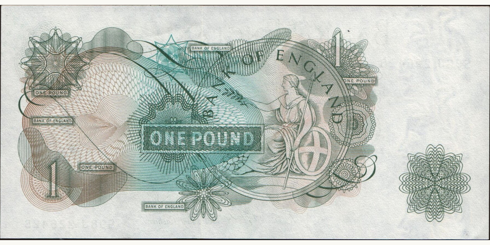 1 pounds United Kingdom 1966 — Back side