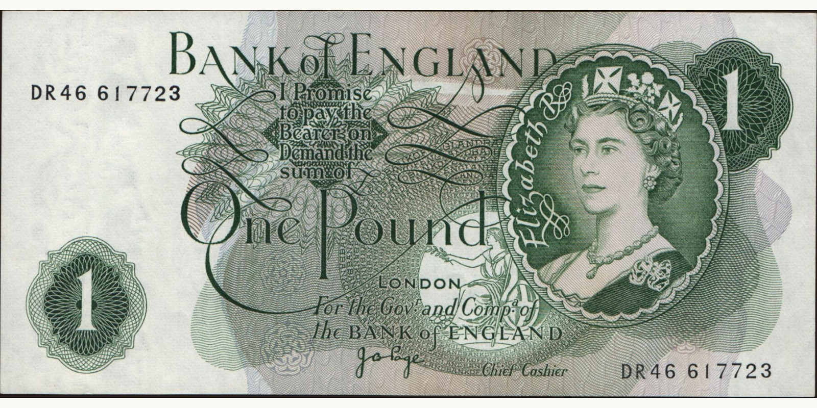 1 pounds Великобритания 1970 — Лицевая сторона