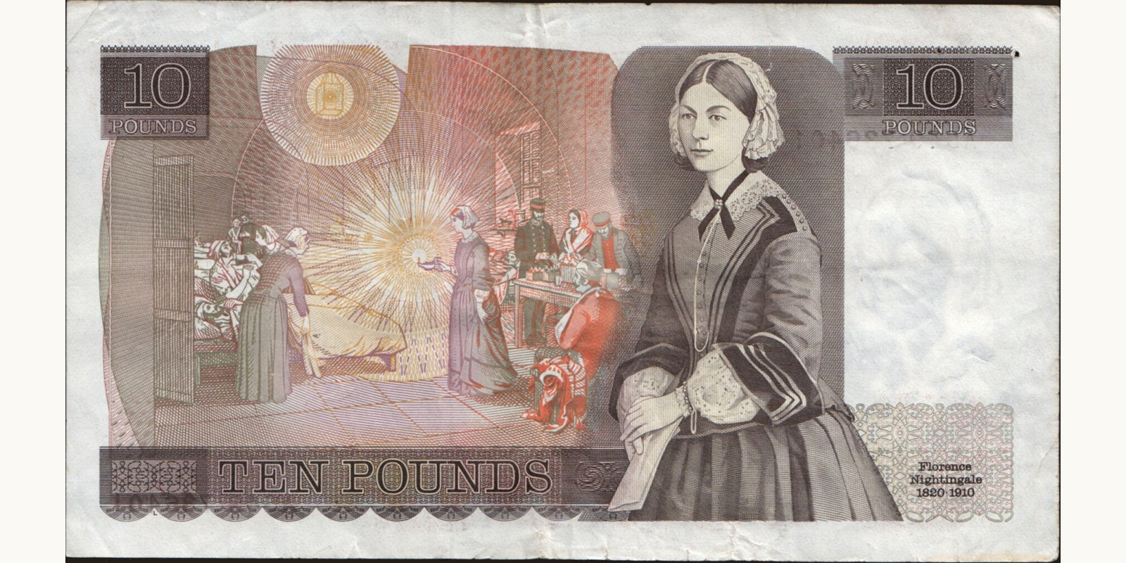 10 pounds Великобритания 1984 — Оборотная сторона