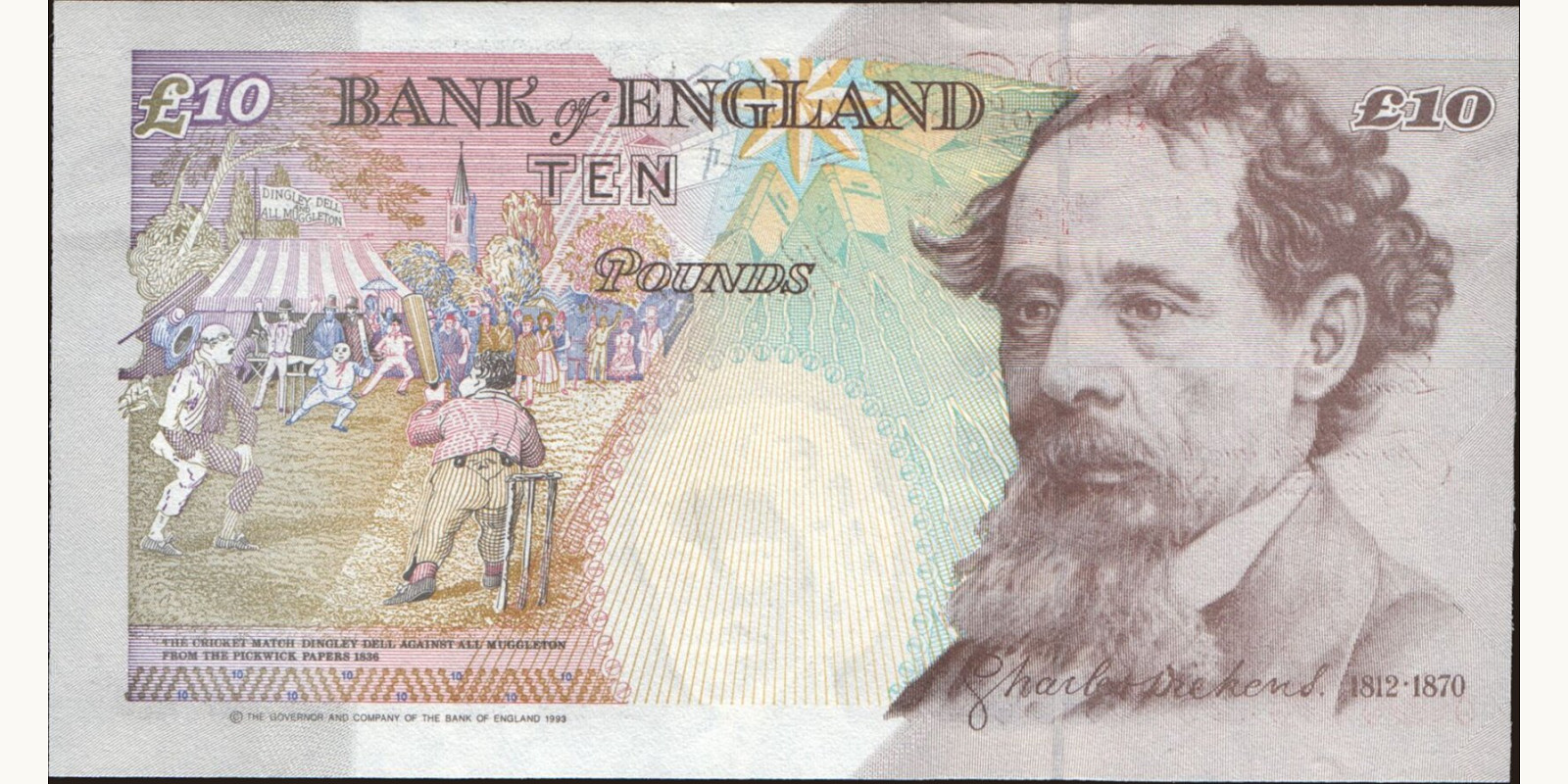 10 pounds Великобритания 1993 — Оборотная сторона