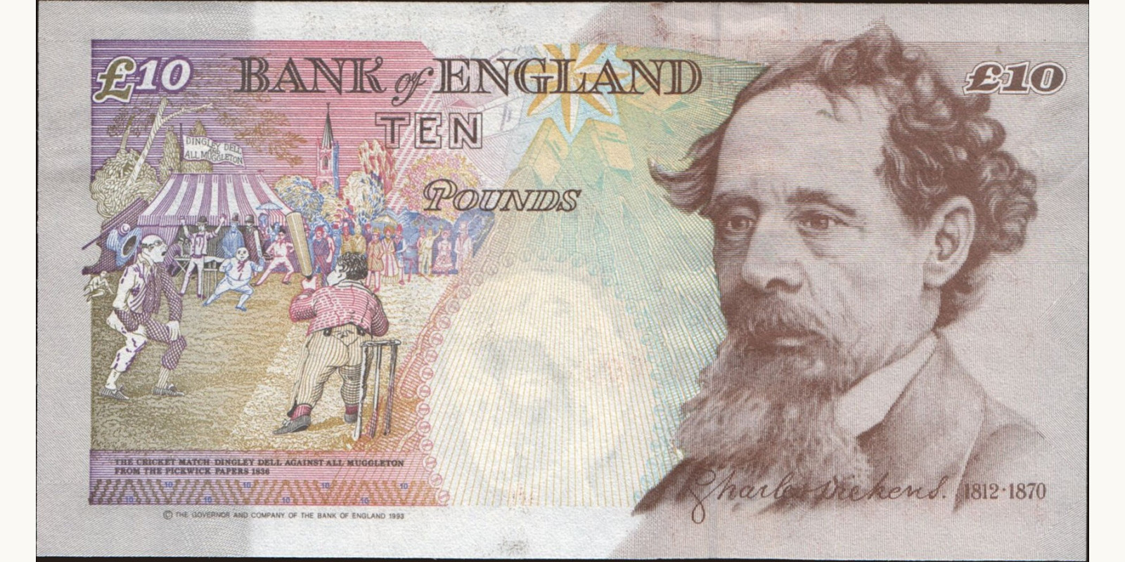 10 pounds Великобритания 1999 — Оборотная сторона