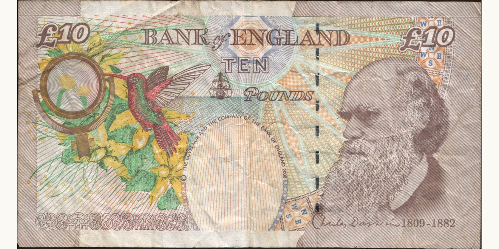 10 pounds Великобритания 2000 — Оборотная сторона