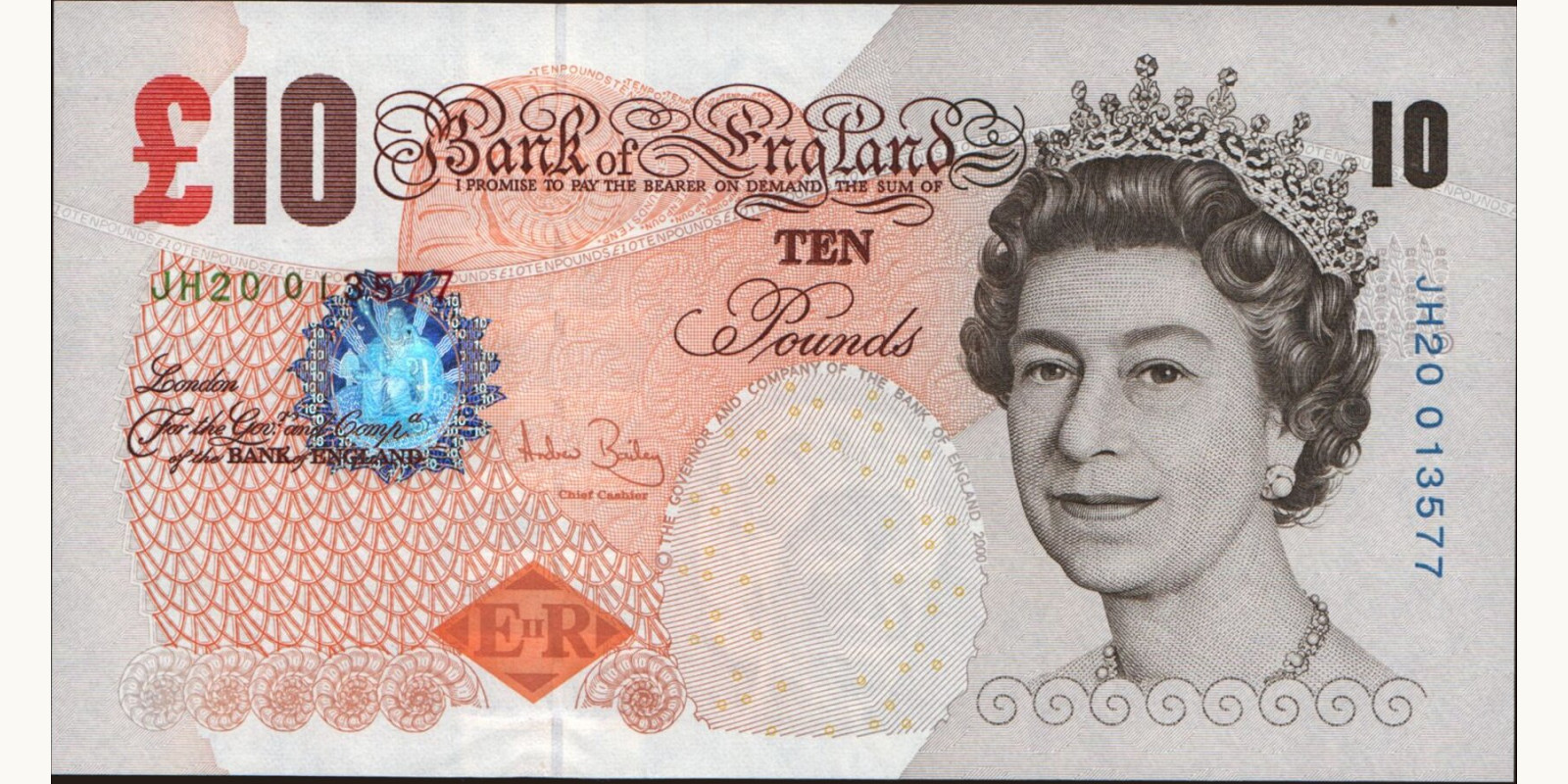 10 pounds Великобритания 2004 — Лицевая сторона