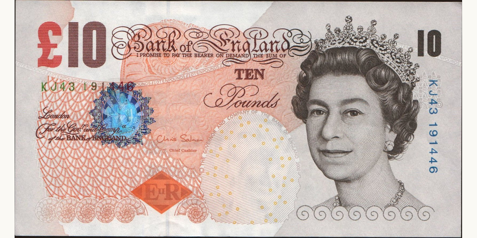 10 pounds Великобритания 2012 — Лицевая сторона