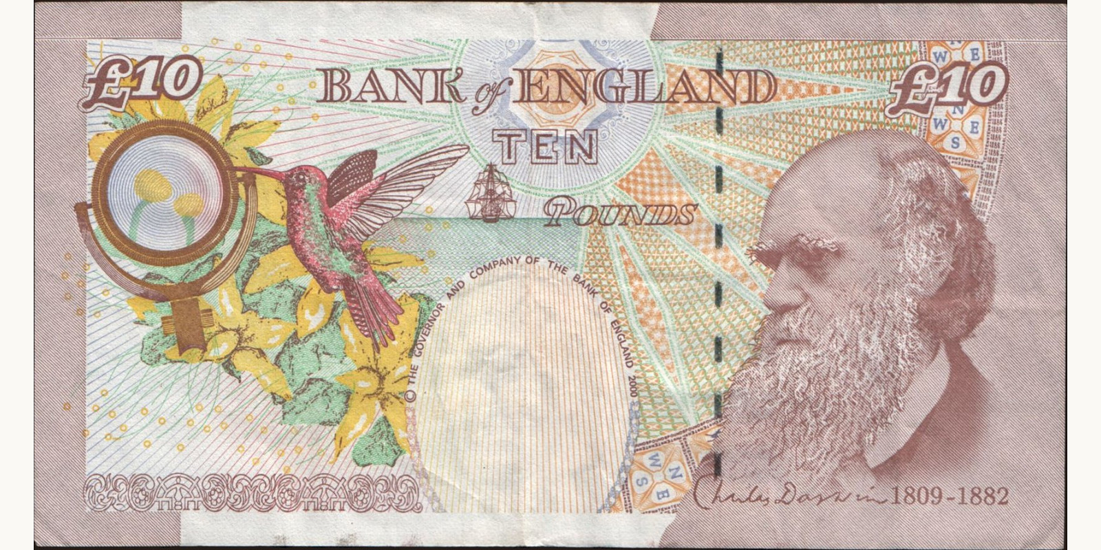 10 pounds Великобритания 2015 — Оборотная сторона