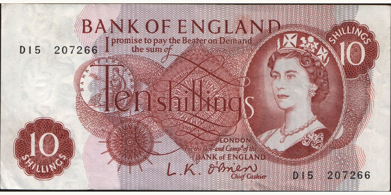10 shilling United Kingdom 1960 — Front side