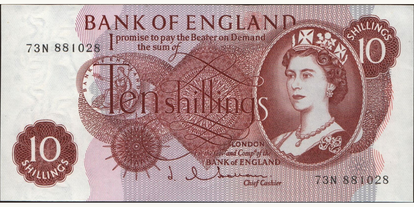 10 shilling Великобритания 1962 — Лицевая сторона