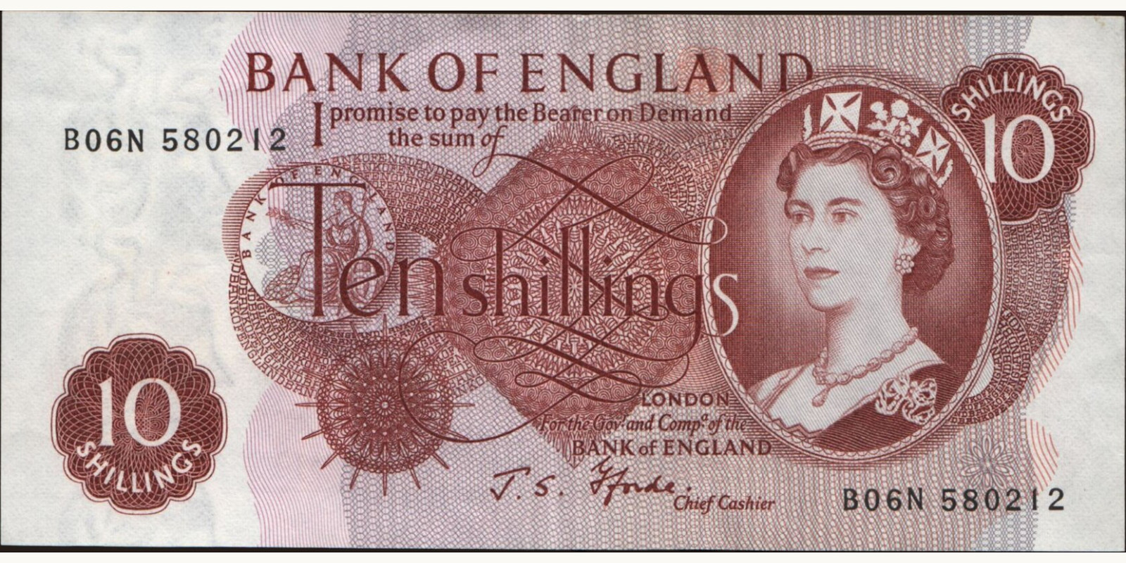 10 shilling United Kingdom 1966 — Front side