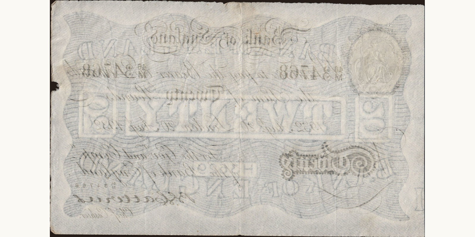 20 pounds Великобритания 1932 — Оборотная сторона