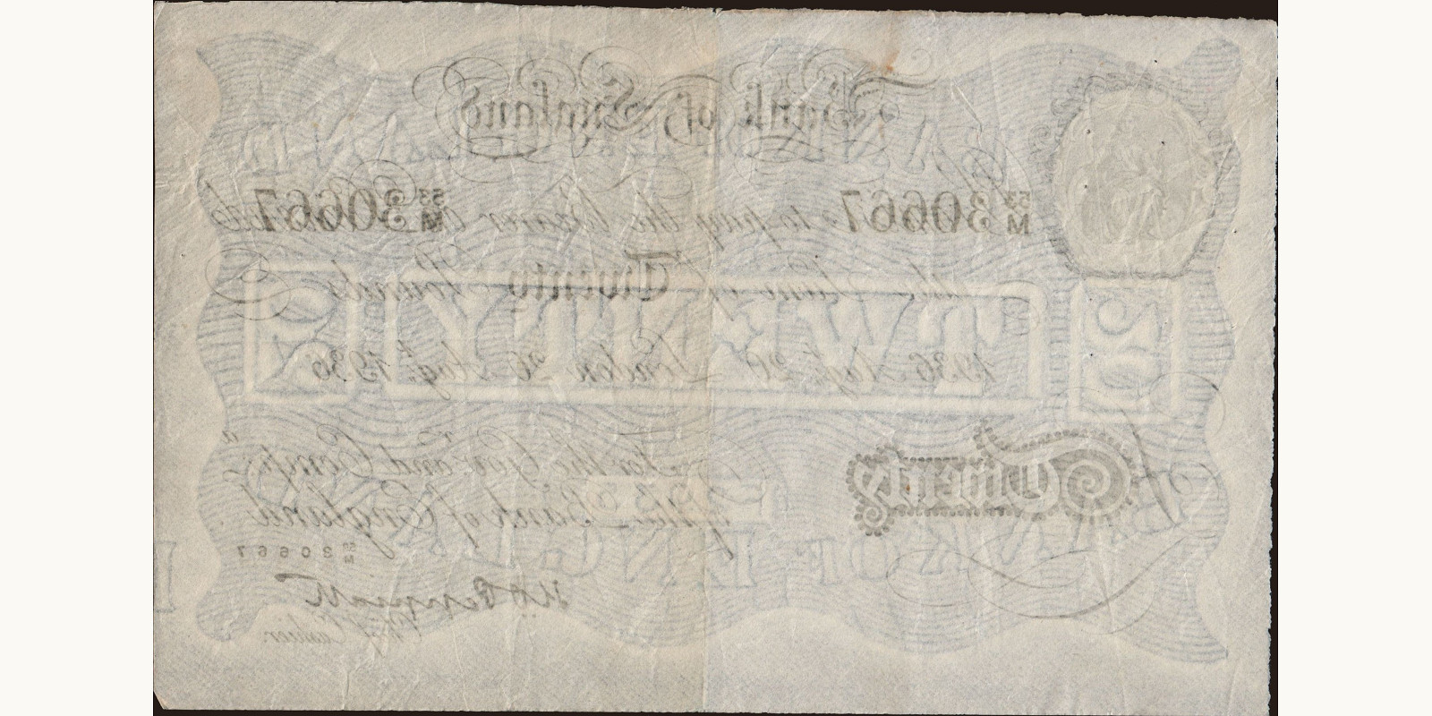 20 pounds Великобритания 1936 — Оборотная сторона