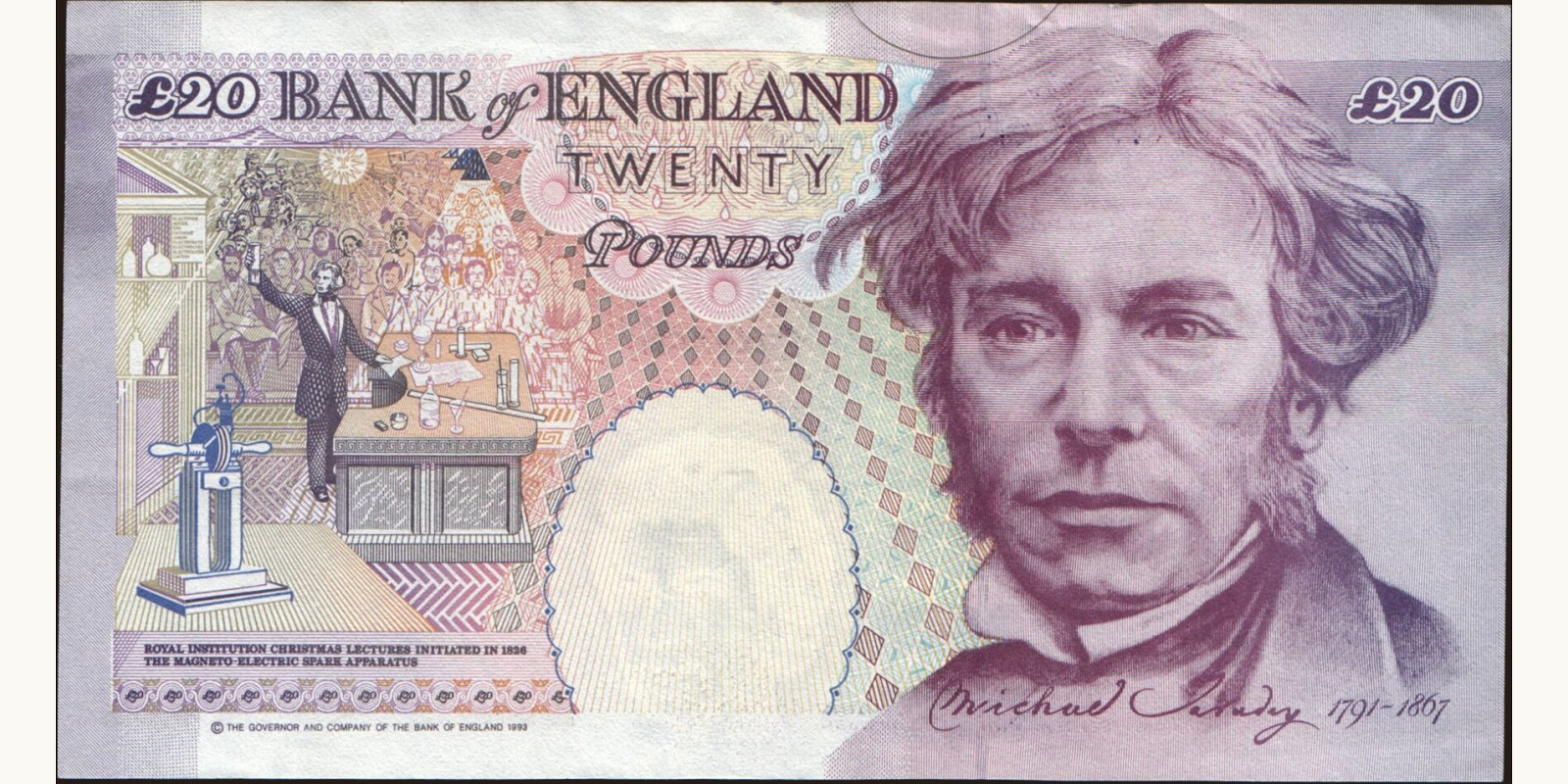 20 pounds United Kingdom 1993 — Back side