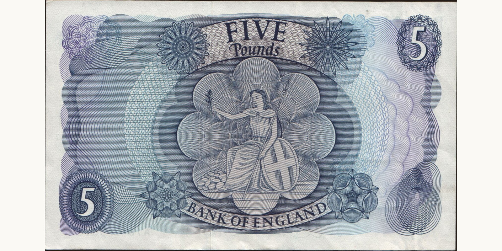 5 pounds Великобритания 1963 — Оборотная сторона