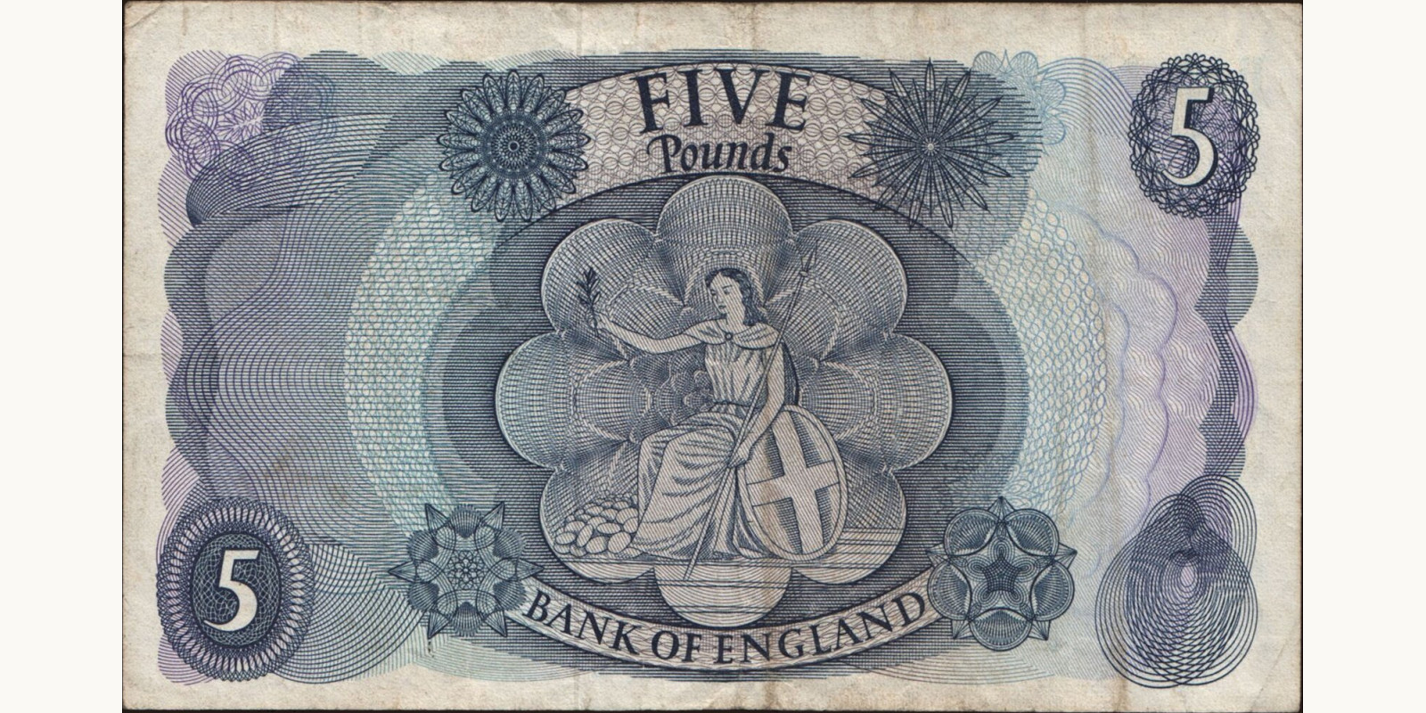 5 pounds Великобритания 1966 — Оборотная сторона