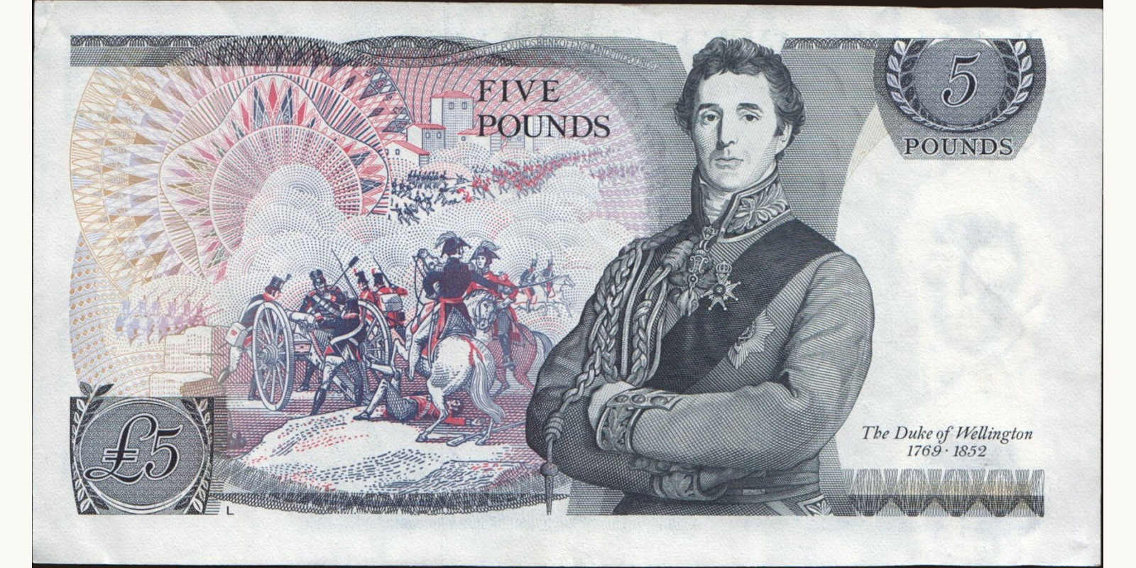 5 pounds Великобритания 1973 — Оборотная сторона