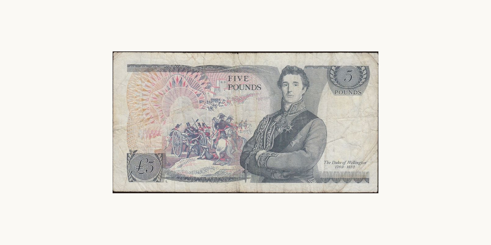 5 pounds Великобритания 1987 — Оборотная сторона