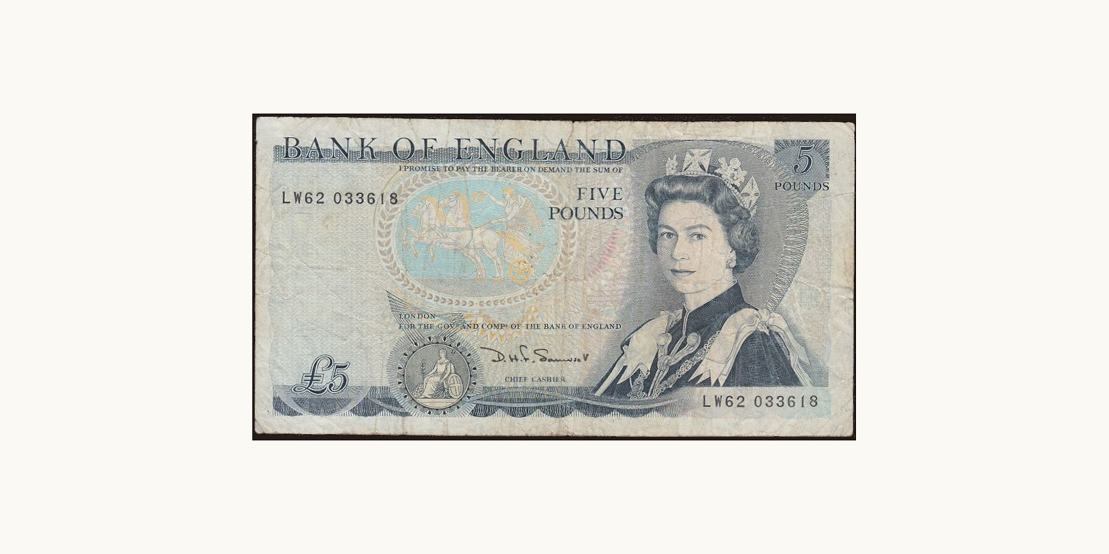 5 pounds Великобритания 1987 — Лицевая сторона