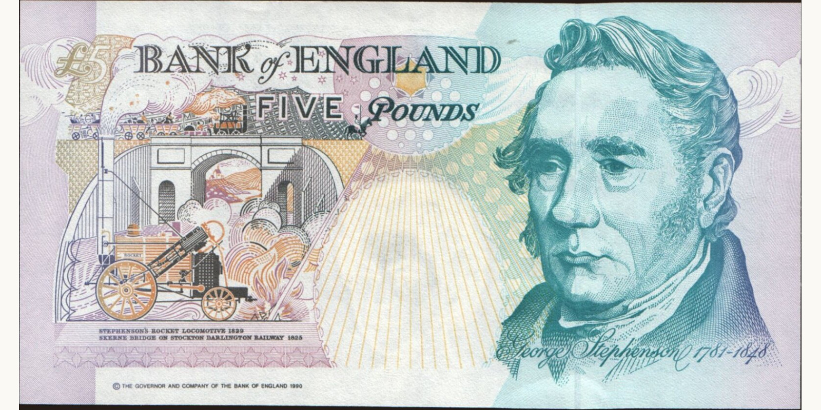 5 pounds Великобритания 1991 — Оборотная сторона