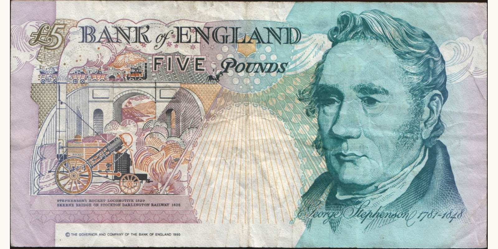 5 pounds Великобритания 1999 — Оборотная сторона