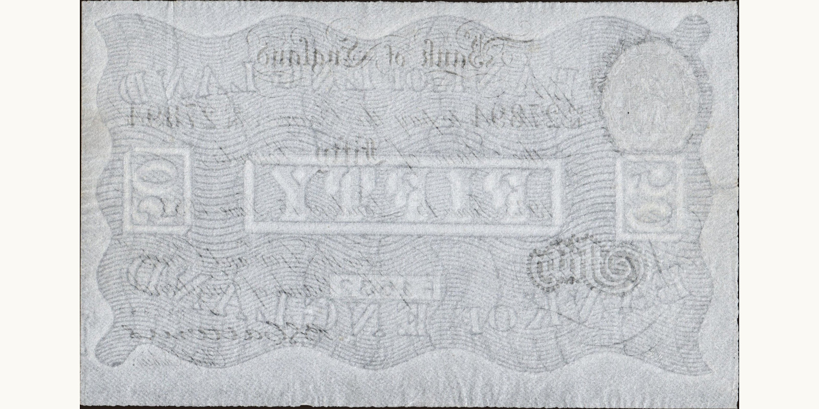 50 pounds United Kingdom 1933 — Back side