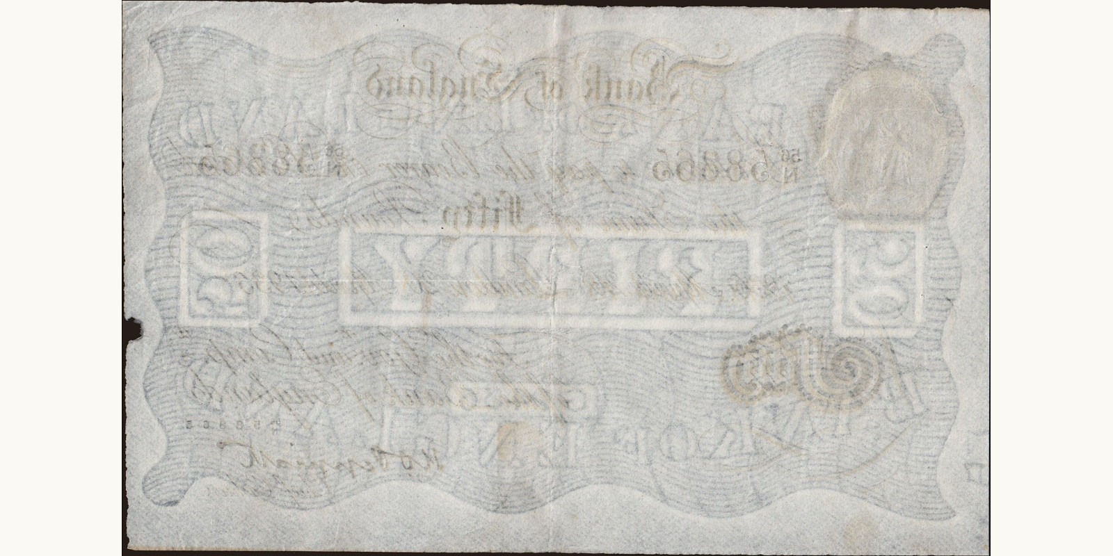 50 pounds United Kingdom 1936 — Back side