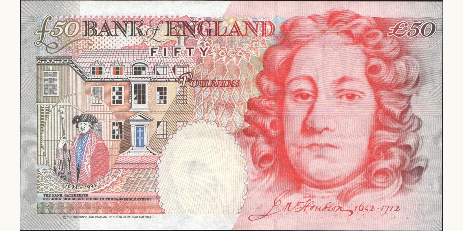 50 pounds Великобритания 1993 — Оборотная сторона