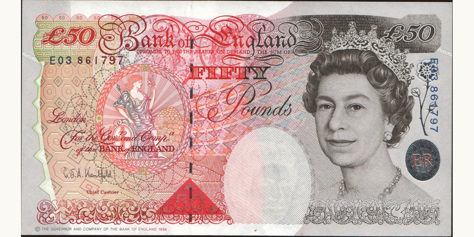 50 pounds Великобритания 1993 — Лицевая сторона