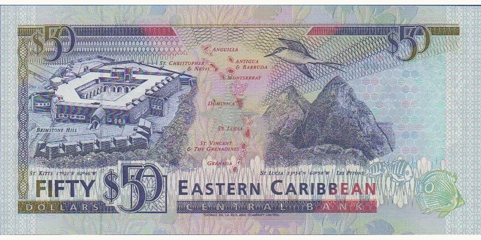 50 Dollars Grenada 1993 — Back side