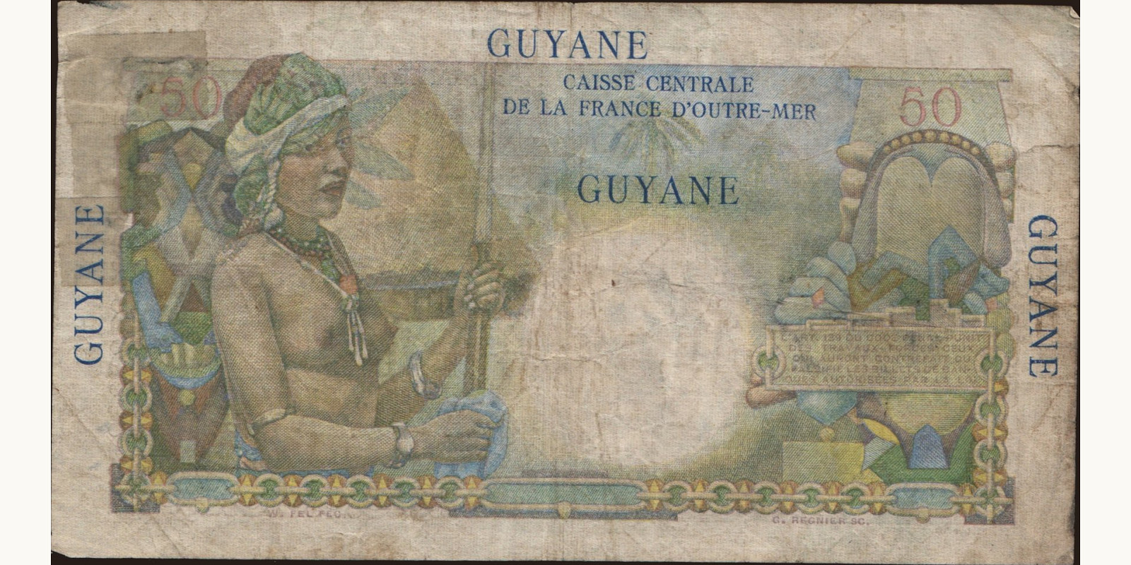 50 francs Французская Гвиана 1947 — Оборотная сторона